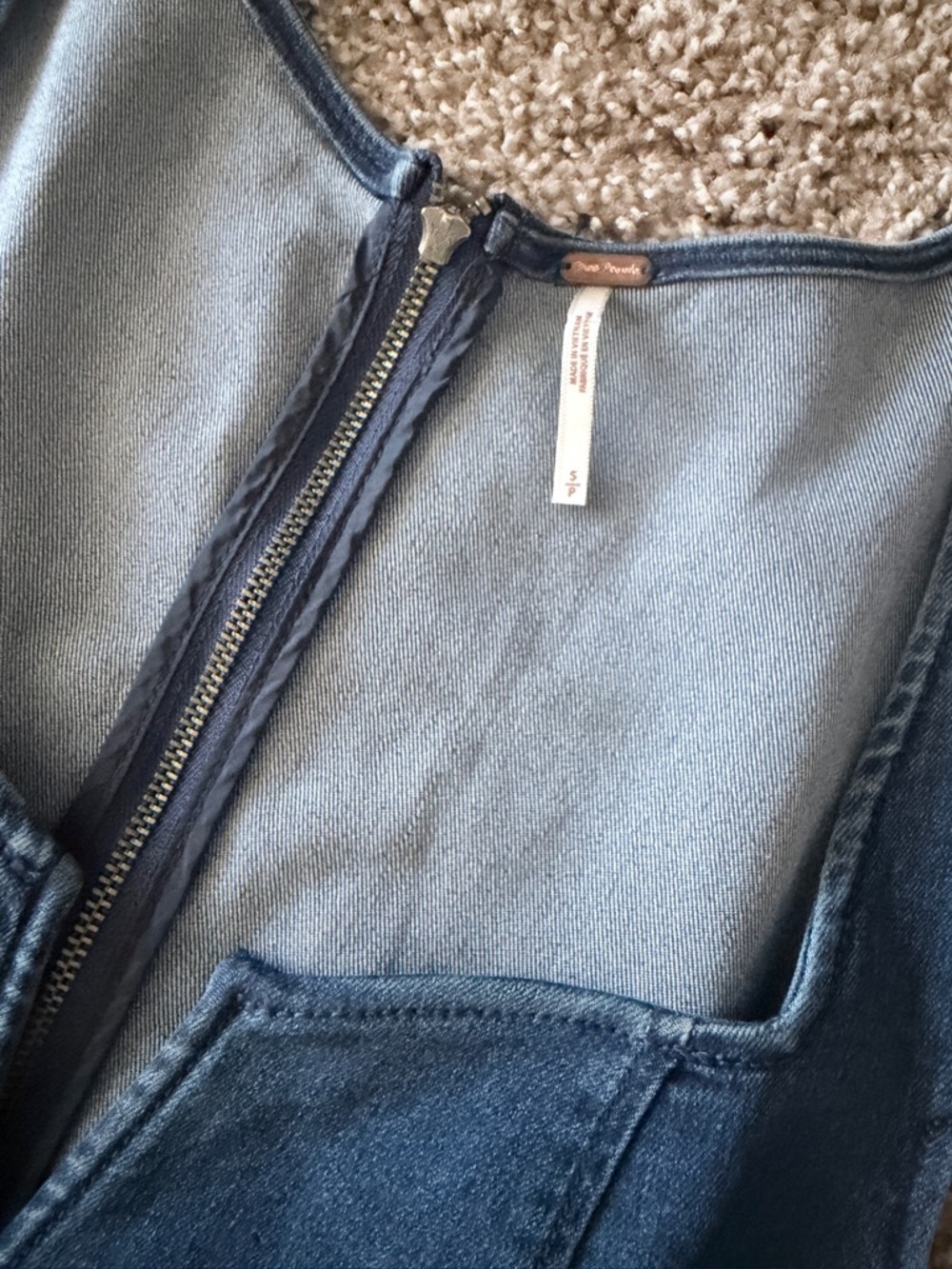 Free People Blue Denim Square Neck Mini Dress - Picture 4 of 5